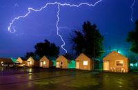 Lightning storm over Sandhills Motel; Mullen, Nebraska