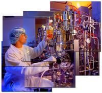 Scientist José Rodriguez loads virus into bioreactor at Dendreon Corporation