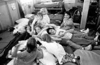 Mid-week the "Little Girls'" dorm is the scene of giddy games and frequent pileups.