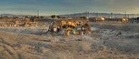 Remains of Airstream trailer along the Salton Sea; Bombay Beach, California