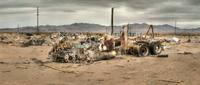 Burned truck in dump; Essex, California