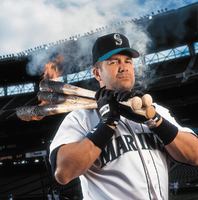 Seattle Mariners' All-Star designated hitter Edgar Martinez' bat was hot.