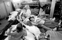 Mid-week the "Little Girls'" dorm is the scene of giddy games and frequent pileups.