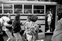 A tearful farewell to mommy before boarding the bus for a week at Camp Casey.